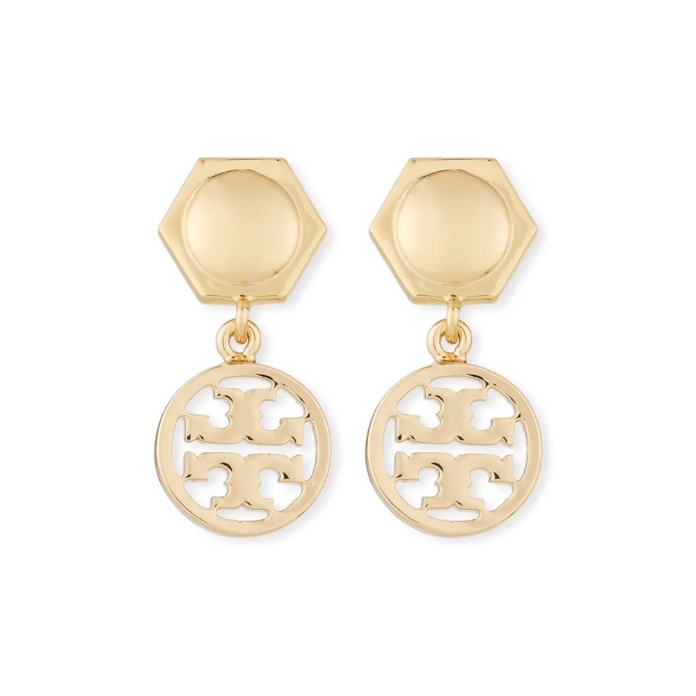 Tory Burch gold Logo drop earrings
